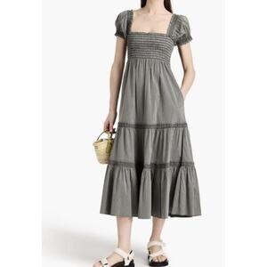 Tory Burch Smocked Striped Midi Dress Size M